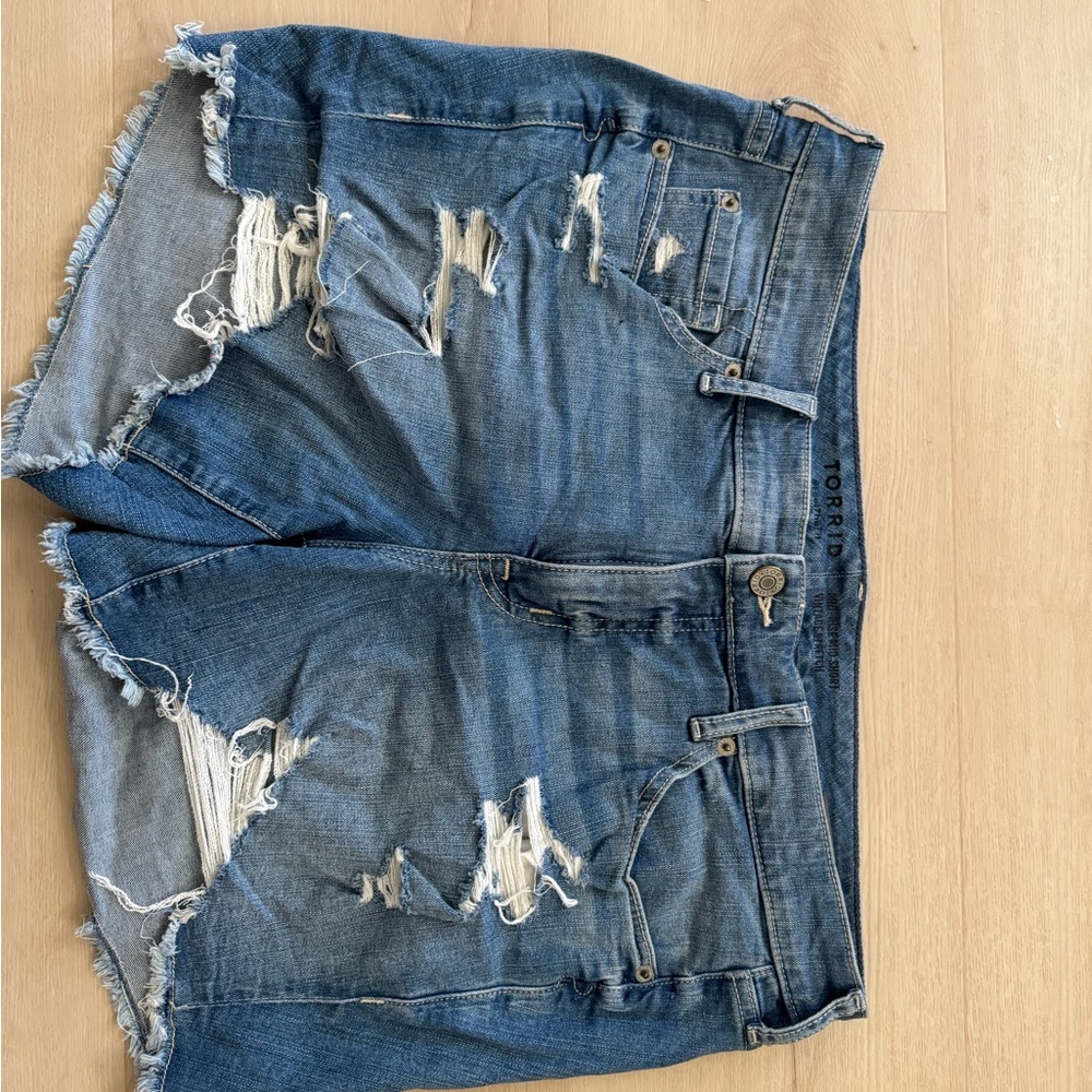 Torrid Blue Distressed Denim Shorts